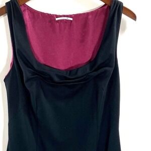 VTG Tahari Black /Fuchsia Lined Sleeveless Cocktail Sheath Dress Women's Size 10